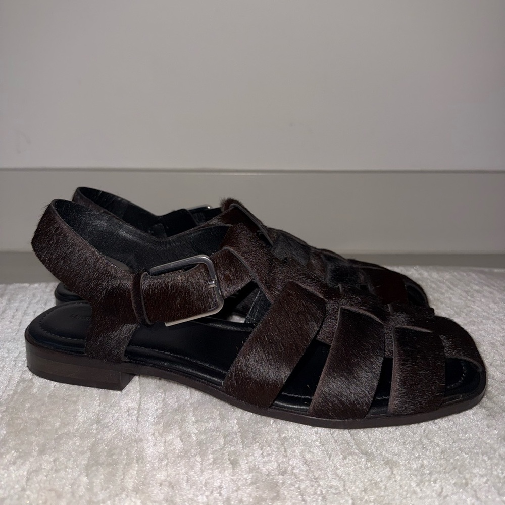 Massimo Dutti Fisherman Sandals,41, Brown Fur - Picture 7 of 17